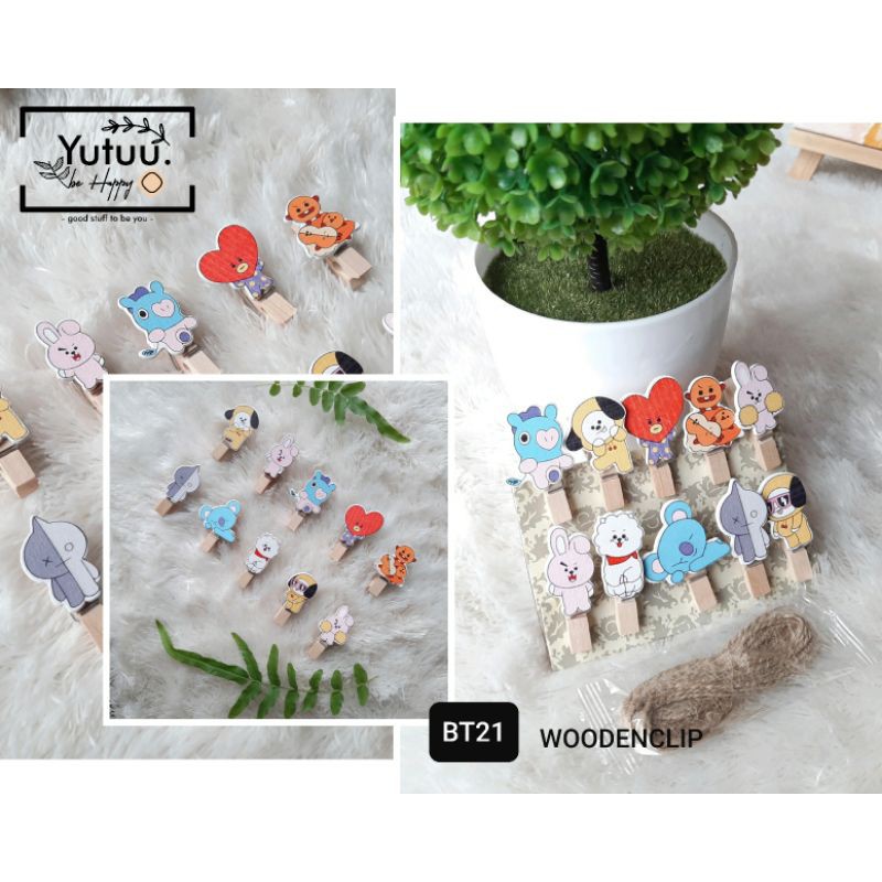 Jual Yutuu JEPITAN FOTO POLAROID BT21 BTS Wooden Material Shopee