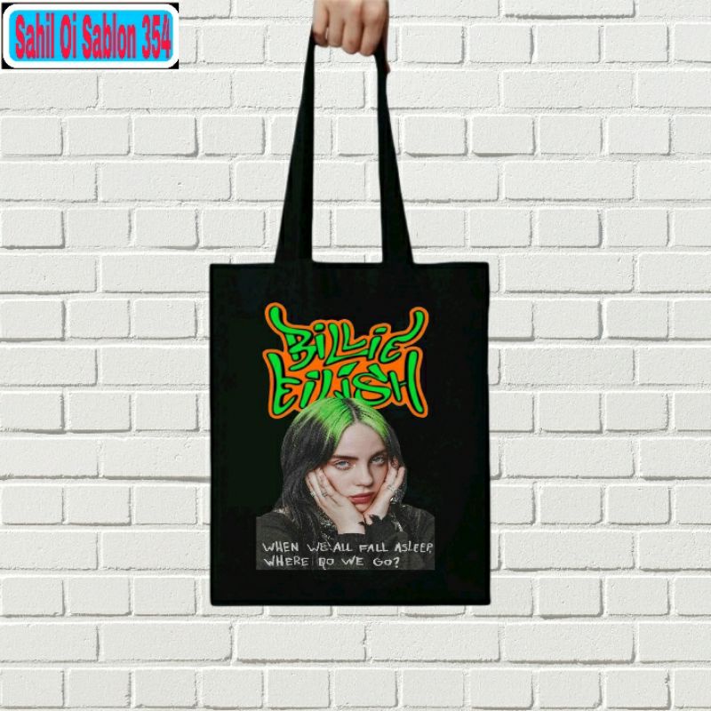 Jual Totebag BILLIE EILISH Resleting Kanvas Katun Tas Jinjing Sling Bag