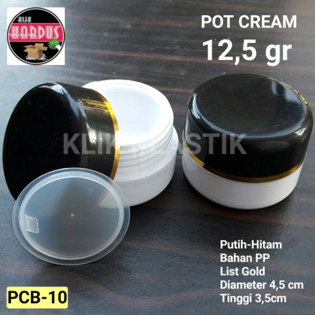 Jual POT CREAM 12 5 GR PUTIH HITAM TEMPAT KRIM KEMASAN KOSMETIK BOTOL