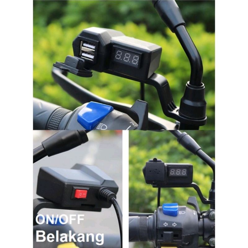 Jual VOLTMETER AKI PLUS USB CASAN CHARGER HP MOTOR DI STANG Indonesia