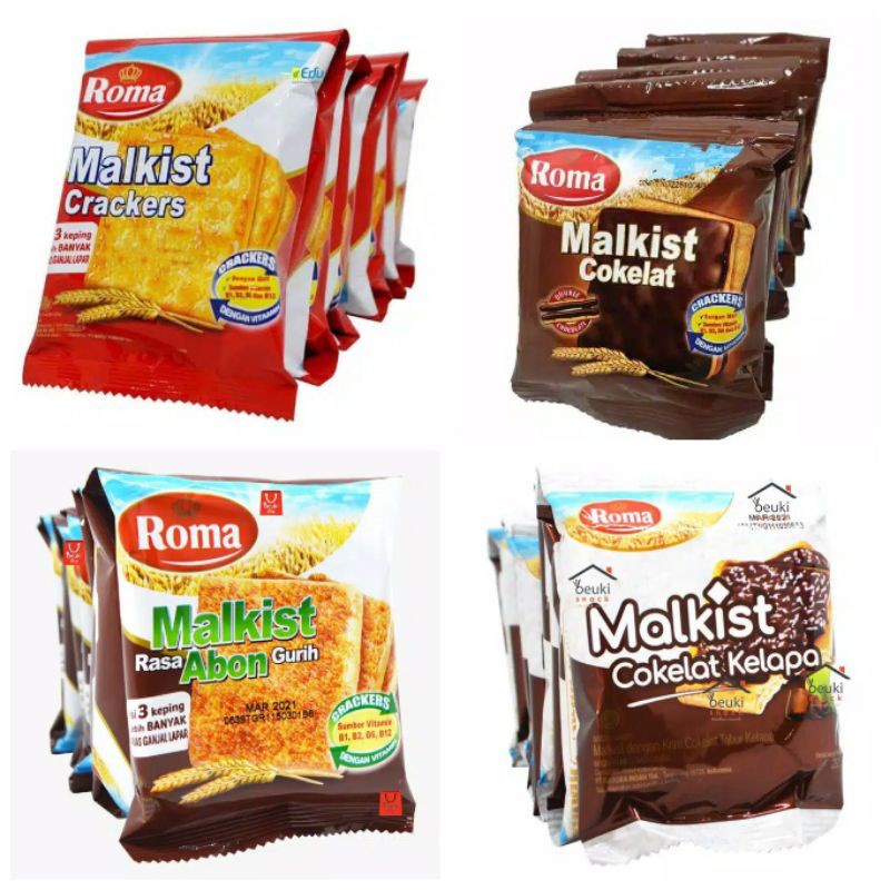 Jual Biskuit Roma Malkist Renceng Coklat Abon Crackers Coklat Kelapa