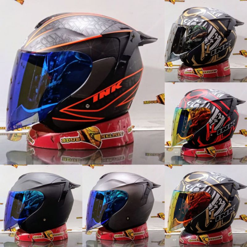 Jual Helm Ink Dynamic Motif Gunmettal Dof Fluo Paket Ganteng Visor