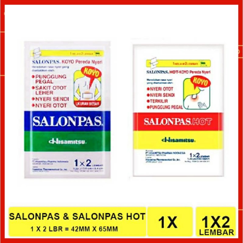 Jual Salonpas Dan Salonpas Hot Pereda Nyeri Sachet Isi Lembar