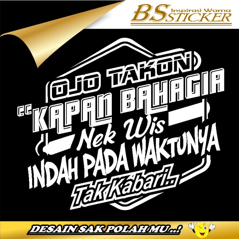 Jual Sticker Cutting Kata Kata Mobil Kapan Bahagia Stiker Kaca Pintu