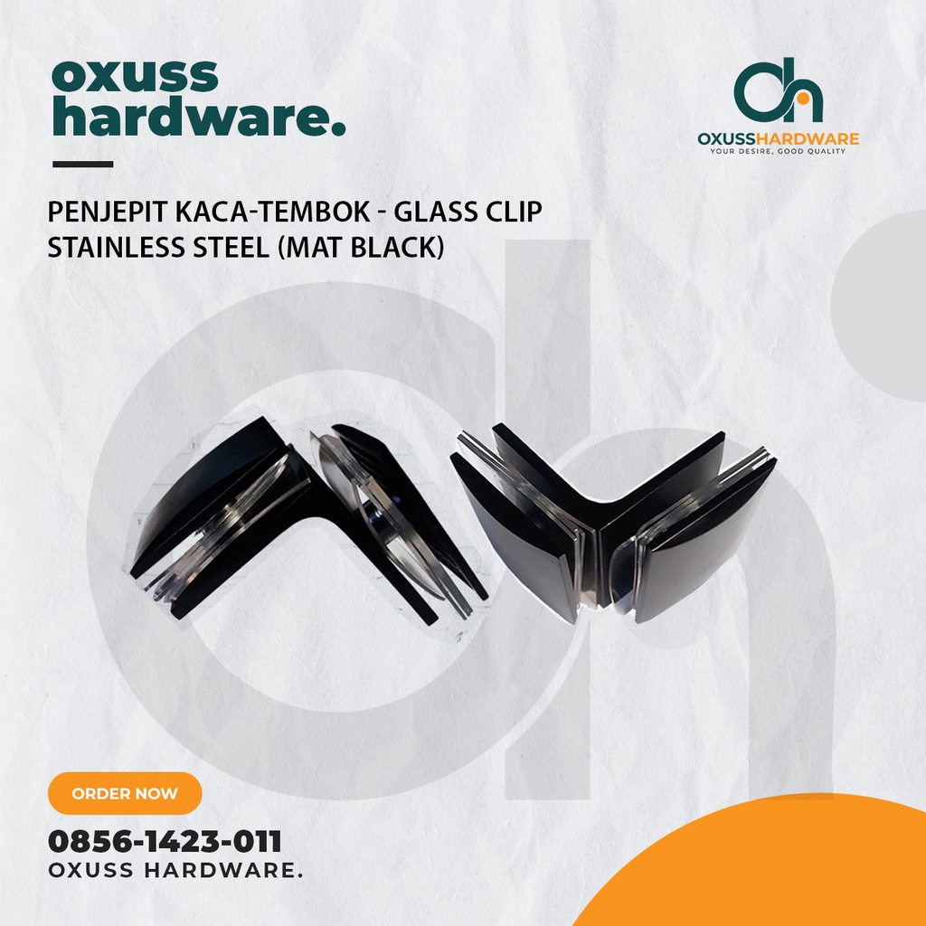 Jual Penjepit Kaca Kaca Glass Clip Stainless Steel Mat Black