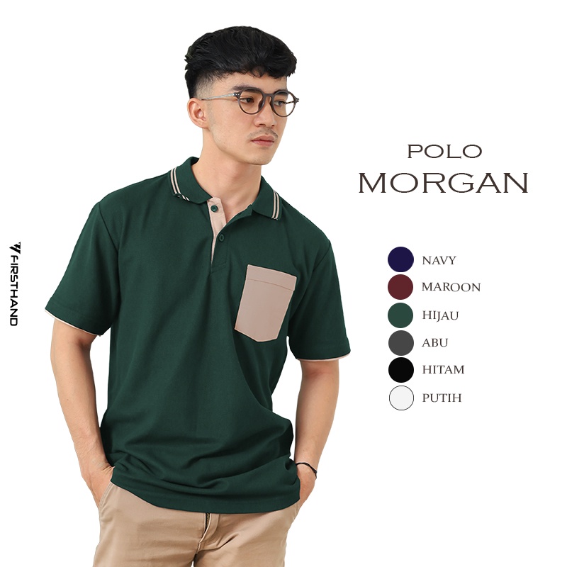 Jual Firsthand Kaos Polo Morgan Baju Berkerah Pria Lengan Pendek Hijau