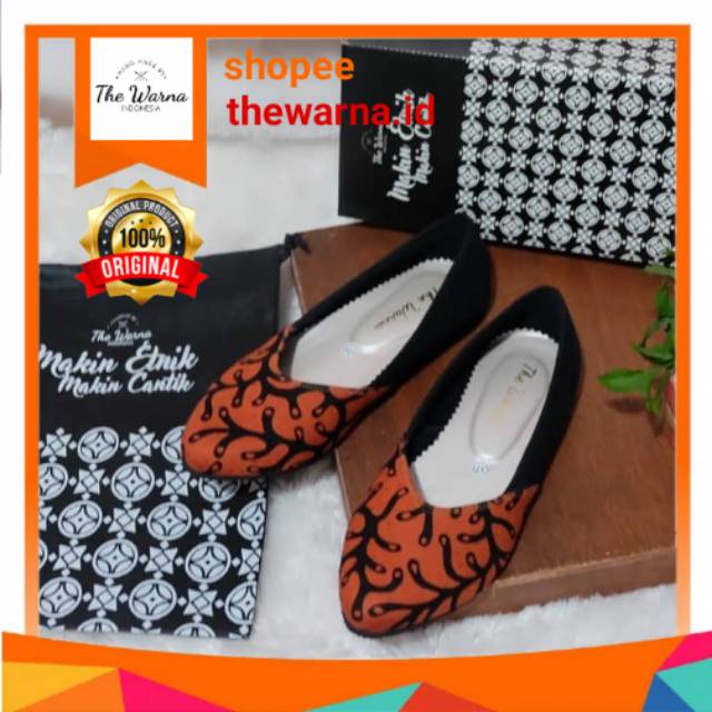 Sepatu The Warna ALGA TERA Flat Shoes Wanita Etnik Motif Batik