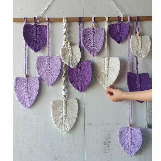 Jual Macrame Daun Wall Hanging Dekorasi Pajangan Macrame Feathers