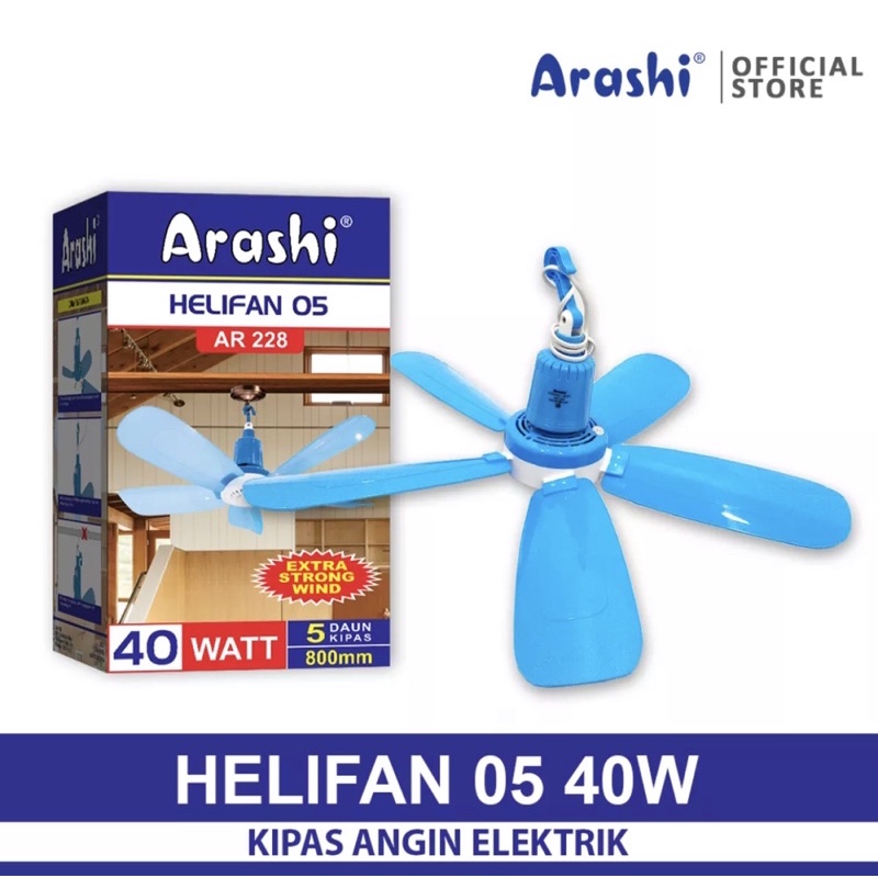 Jual Arashi Helifan 40W Kipas Angin Gantung 40 Watt 5 Baling Baling