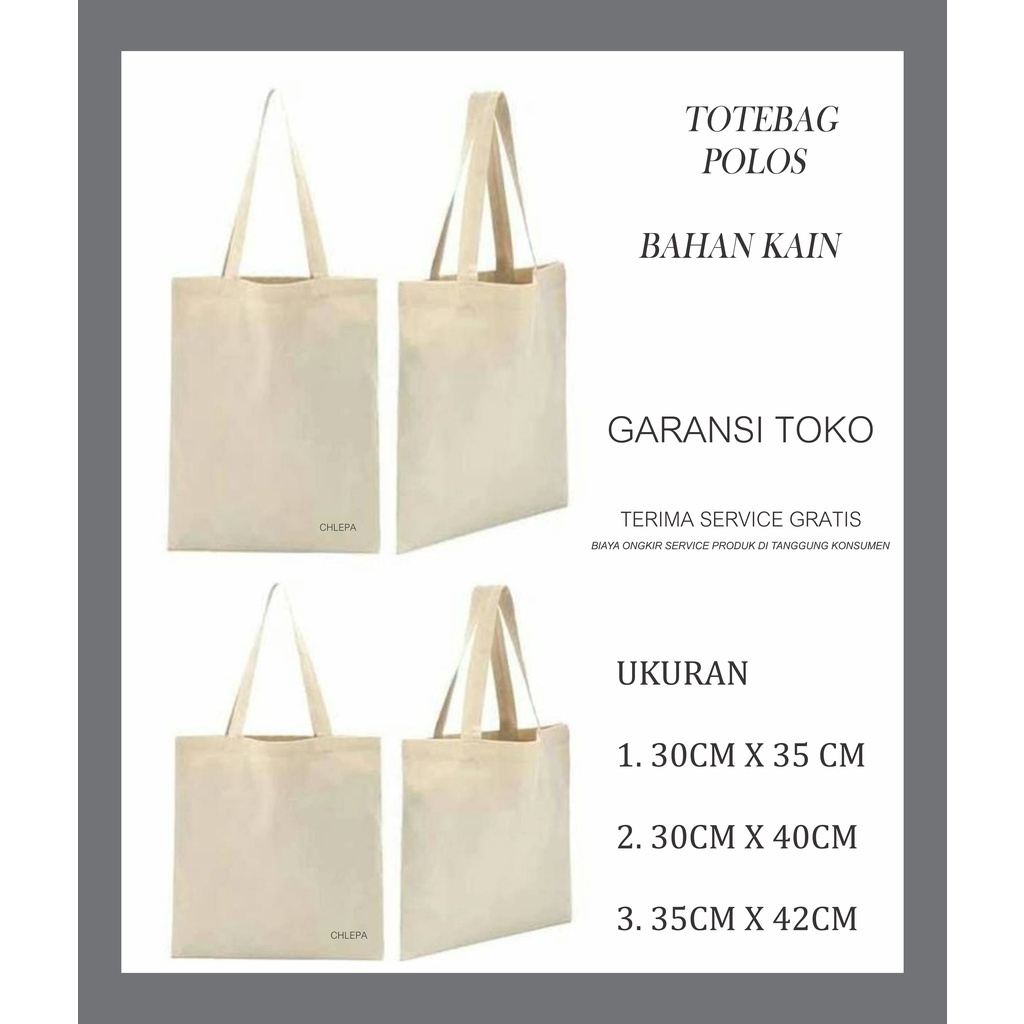 Jual Tote Bag Polos ToteBag Tote Bag Bahan Kain Tebal Shopee