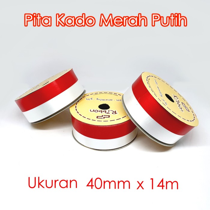 Jual 1 Roll Pita Kado Jepang Merah Putih 40mm X 14m Ribbon Bendera