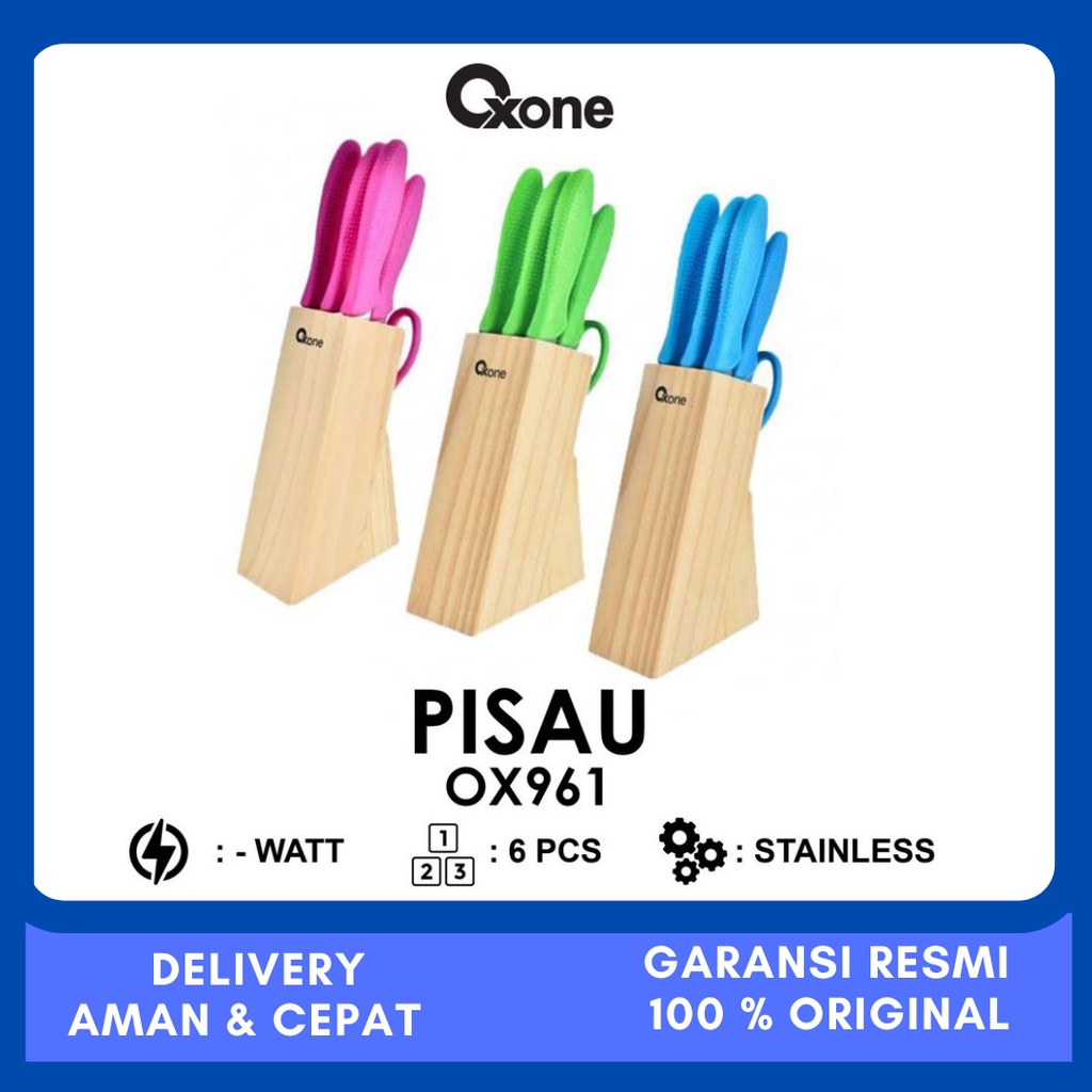 Jual Pisau Oxone Ox Pisau Dapur Stainless Steel Biru Hijau Pink