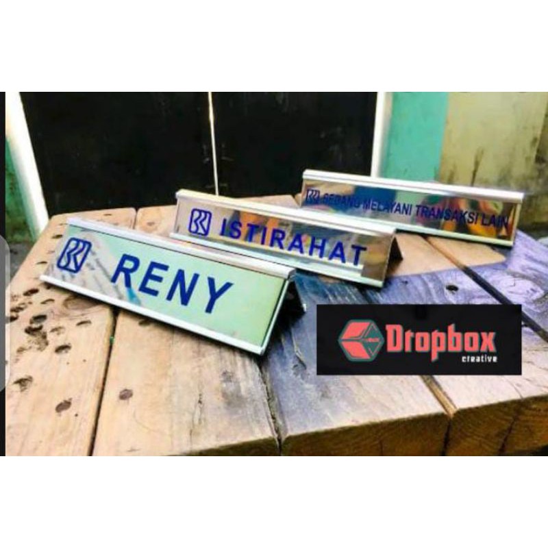 Jual NAMA MEJA NAME Deskstainless Grafir Berholder Aluminium 20x5 Cm