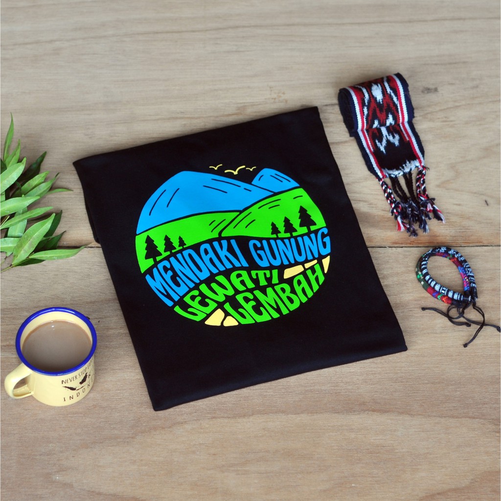 Jual Kaos MENDAKI GUNUNG LEWATI LEMBAH Baju Pendaki Hiking Adventure