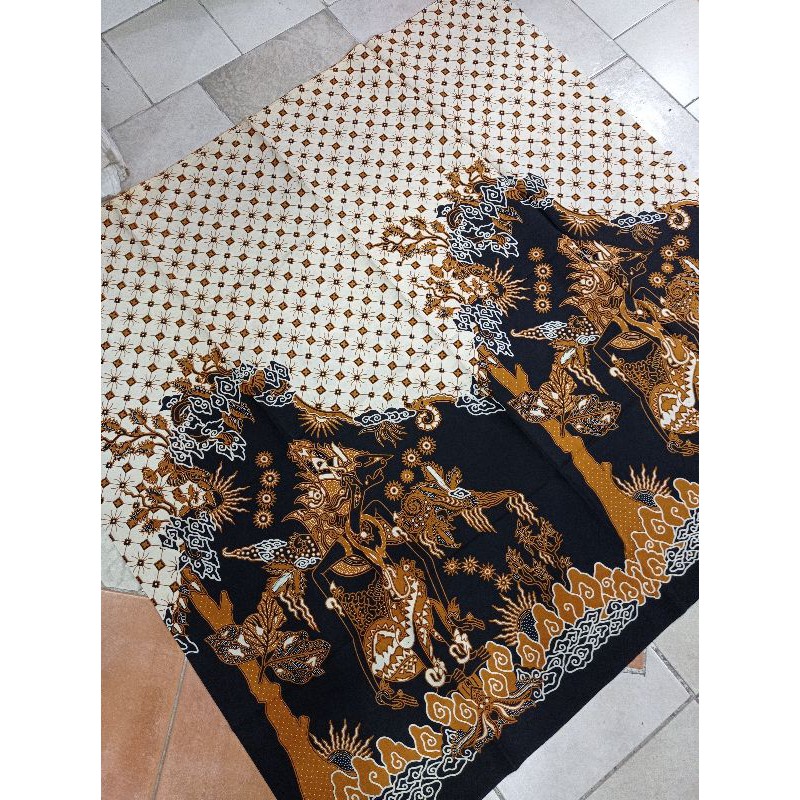 Jual Kain Batik Solo Printing Motif Wayang Kawung Putih Shopee Indonesia