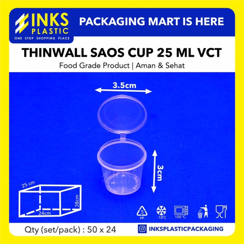 Jual THINWALL SAUCE CUP 25 ML VCT CUP SAOS SAMBAL CUP SAMBEL 1200