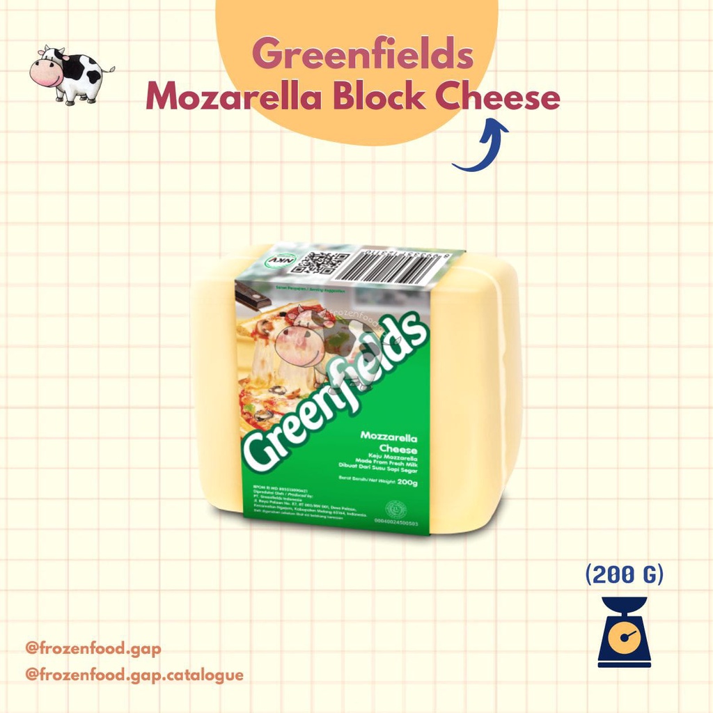 Jual Greenfields Mozzarella Block Cheese Gr Dairy Food Gap