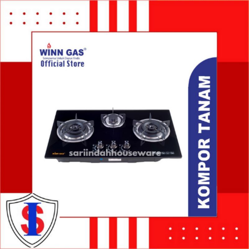 Jual Winn Gas Kompor Tanam W999 3 Tungku Kaca Minimalis Kompor Tanam