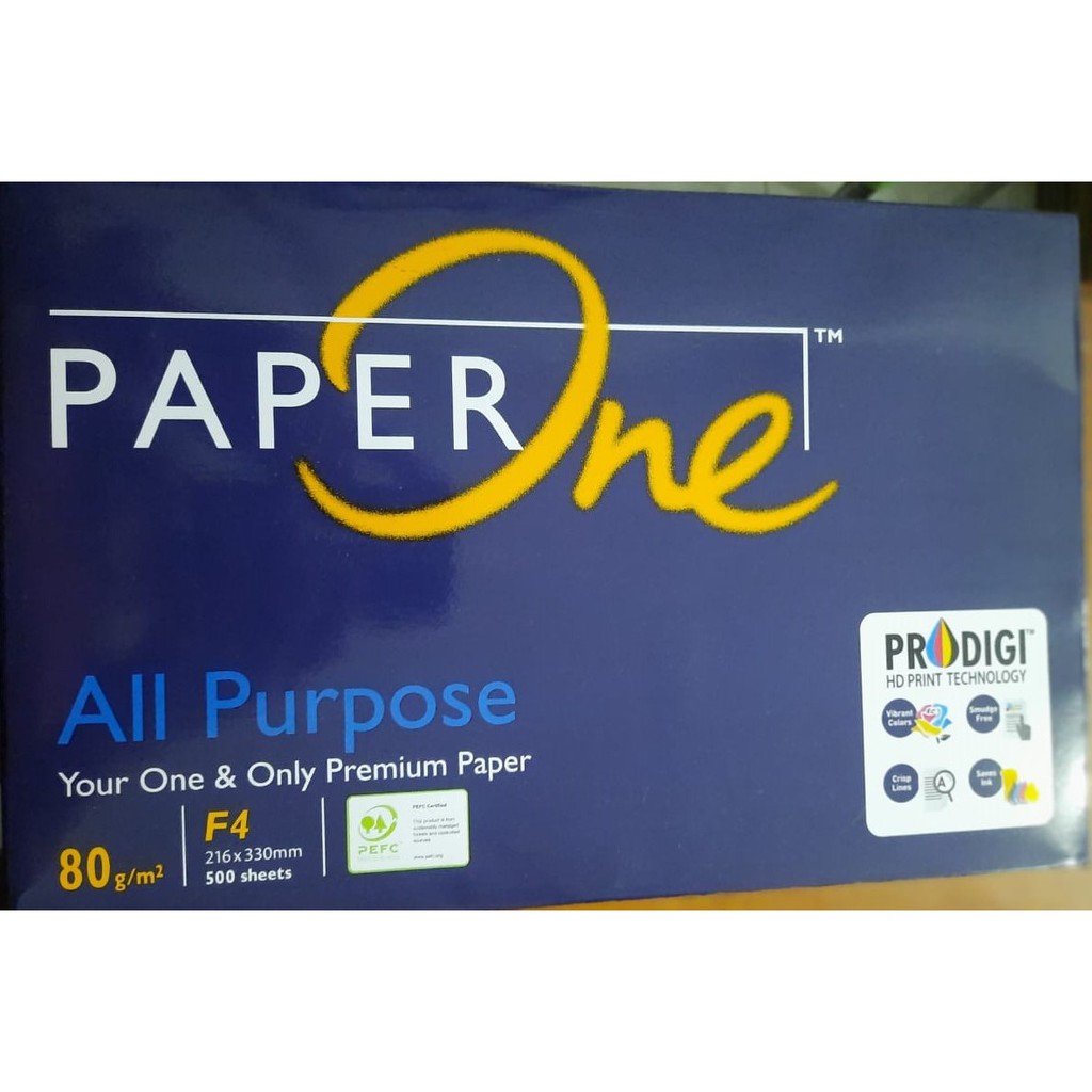 Jual Kertas HVS Merek Paper One Ukuran F4 80gram Original Per Rim