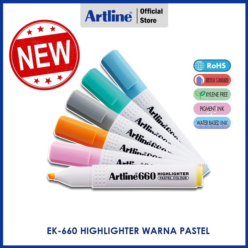 Jual ARTLINE Spidol Highlighter Marker EK 660 WARNA PASTEL Shopee