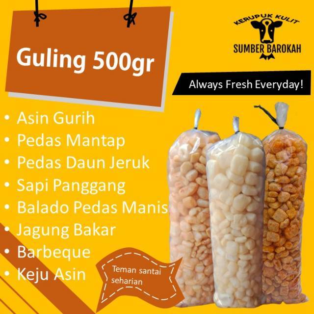 Jual Kerupuk Kulit Sapi Matang 500 Gram Rasa Pedas Asin Krupuk Rambak