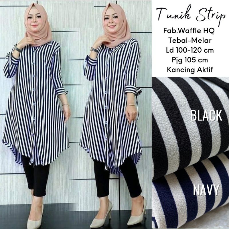 Jual Ks Tunik Waffle Salur Premium Shopee Indonesia