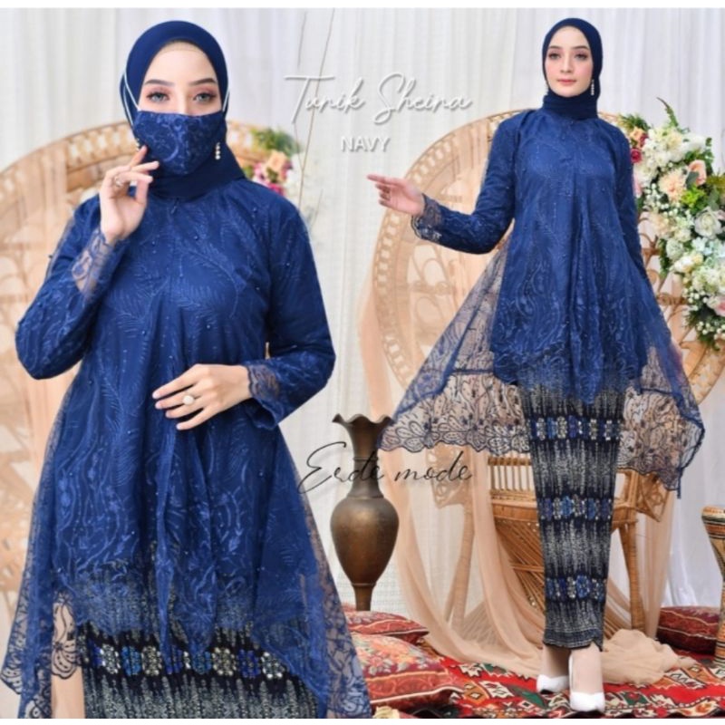 Jual SET KEBAYA MODERN TUNIK TULLE SANGHAI KEBAYA BROKAT TUNIK BROKAT