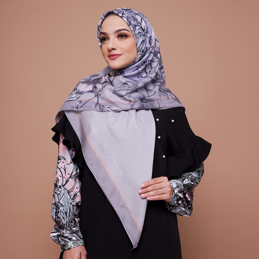 Jual MANDJHA Blooming Butterfly Grey Scarf By IVAN GUNAWAN Jilbab