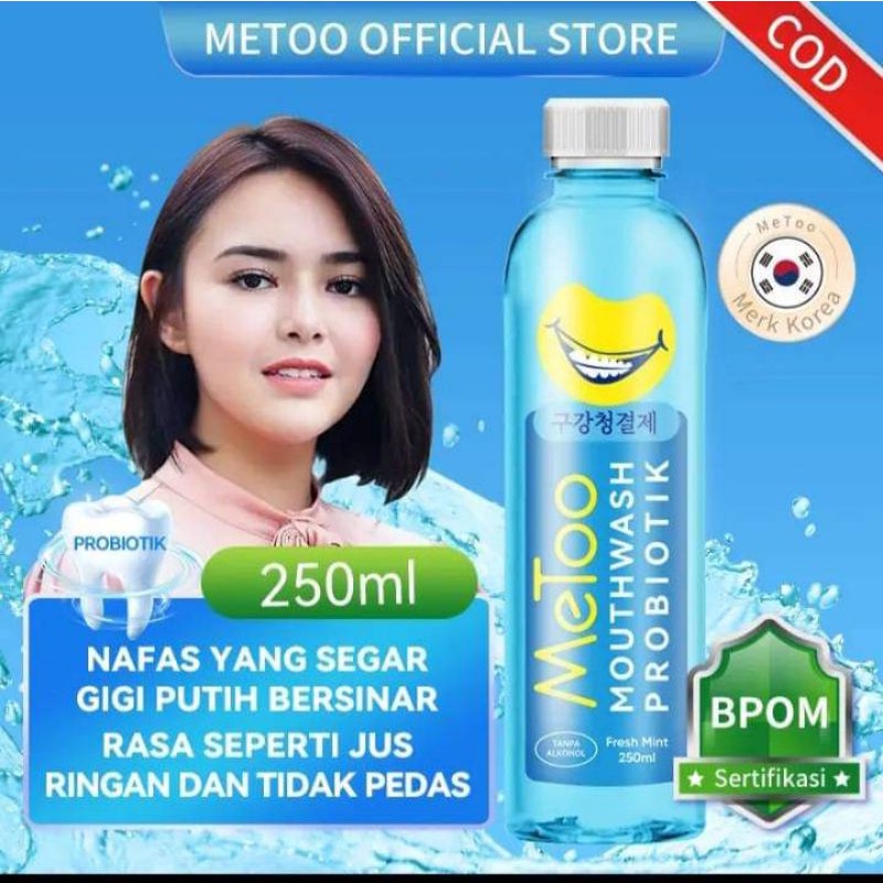 Jual MeToo Obat Kumur Probiotik Fresh Mint Mouthwash 250ml No Alcohol