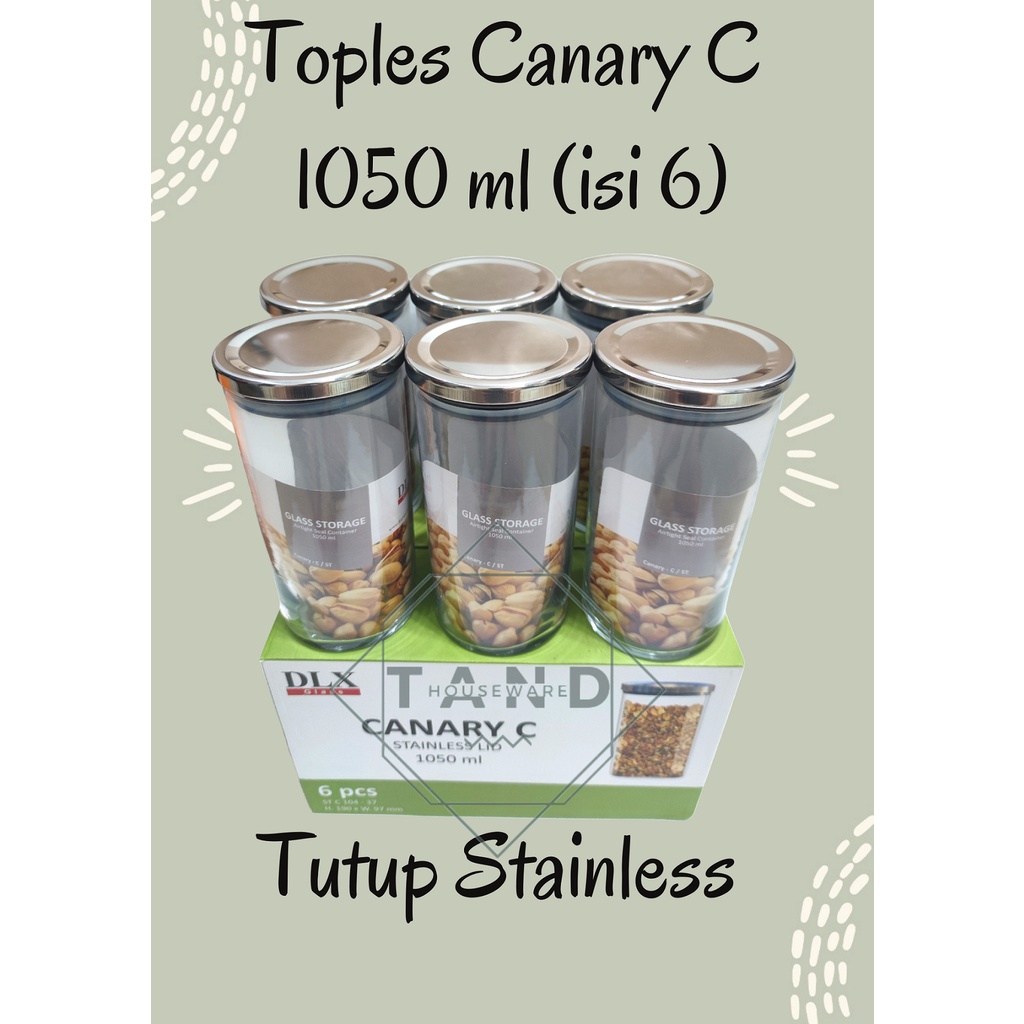 Jual TOPLES KACA BULAT KEDAP UDARA CANARY C SET UKURAN 1050 ML 6pcs