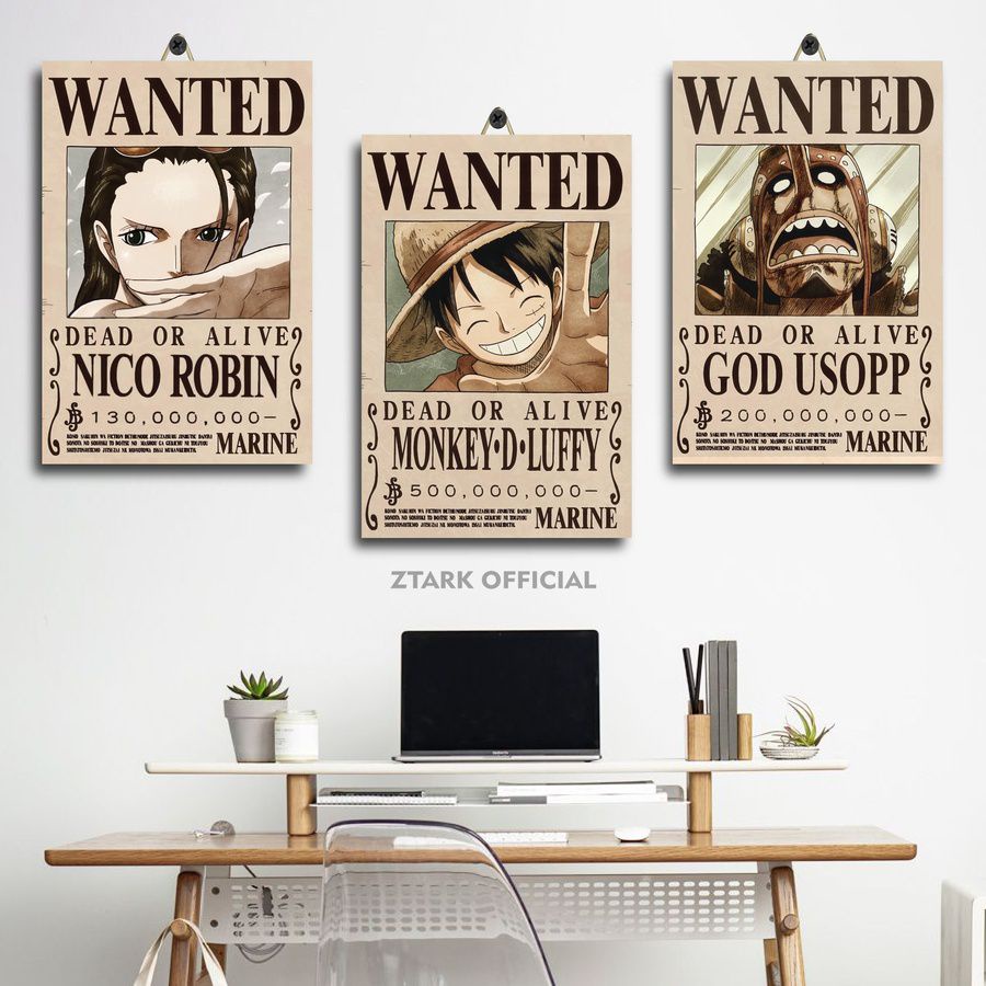 Jual Poster Ruang Anime One Piece Wanted Bounty Luffy Shank Dragon