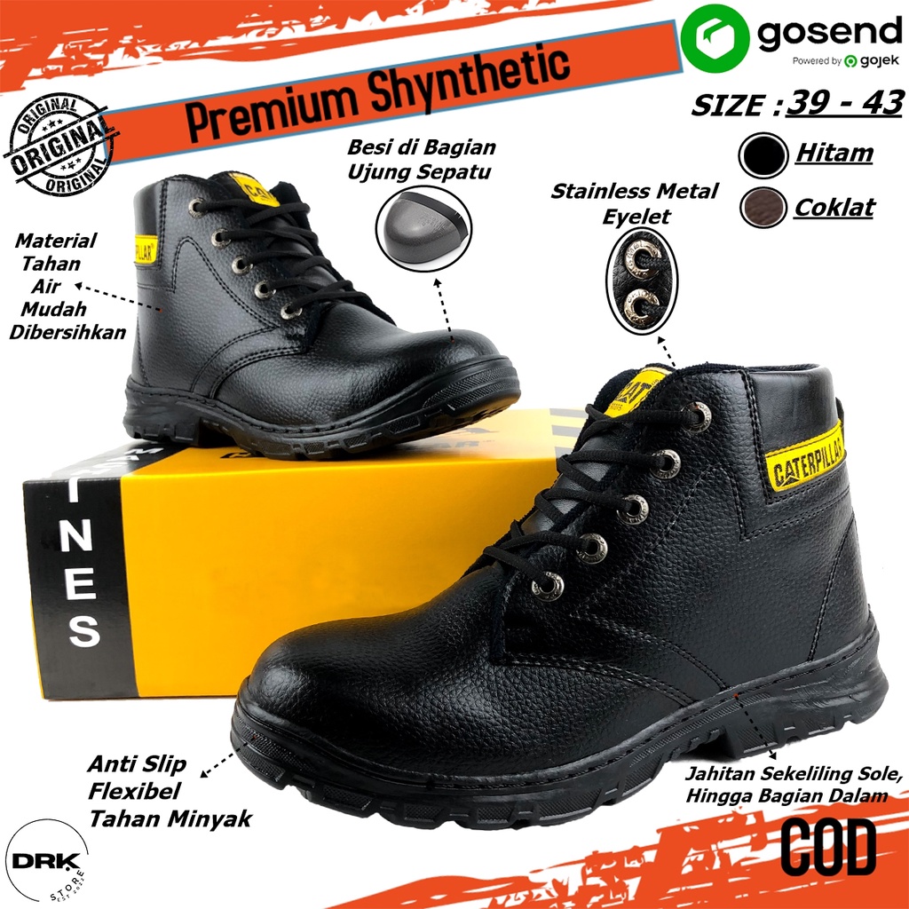 Jual Sepatu Safety Proyek Ujung Besi Septi Kerja Lapangan Kulit