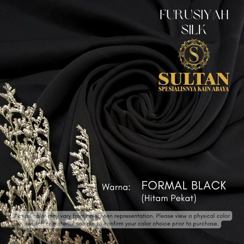 Jual Kain Abaya Sultan Fursan Silk Furusiyah Silk Formal Black Polos