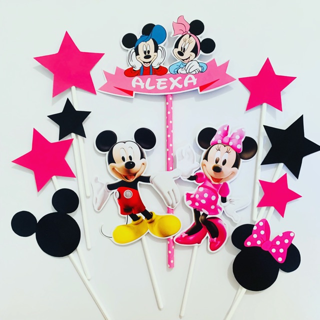 Jual Mickey Minnie Mouse Pink Bintang Topper Cake Birthday Hiasan Kue