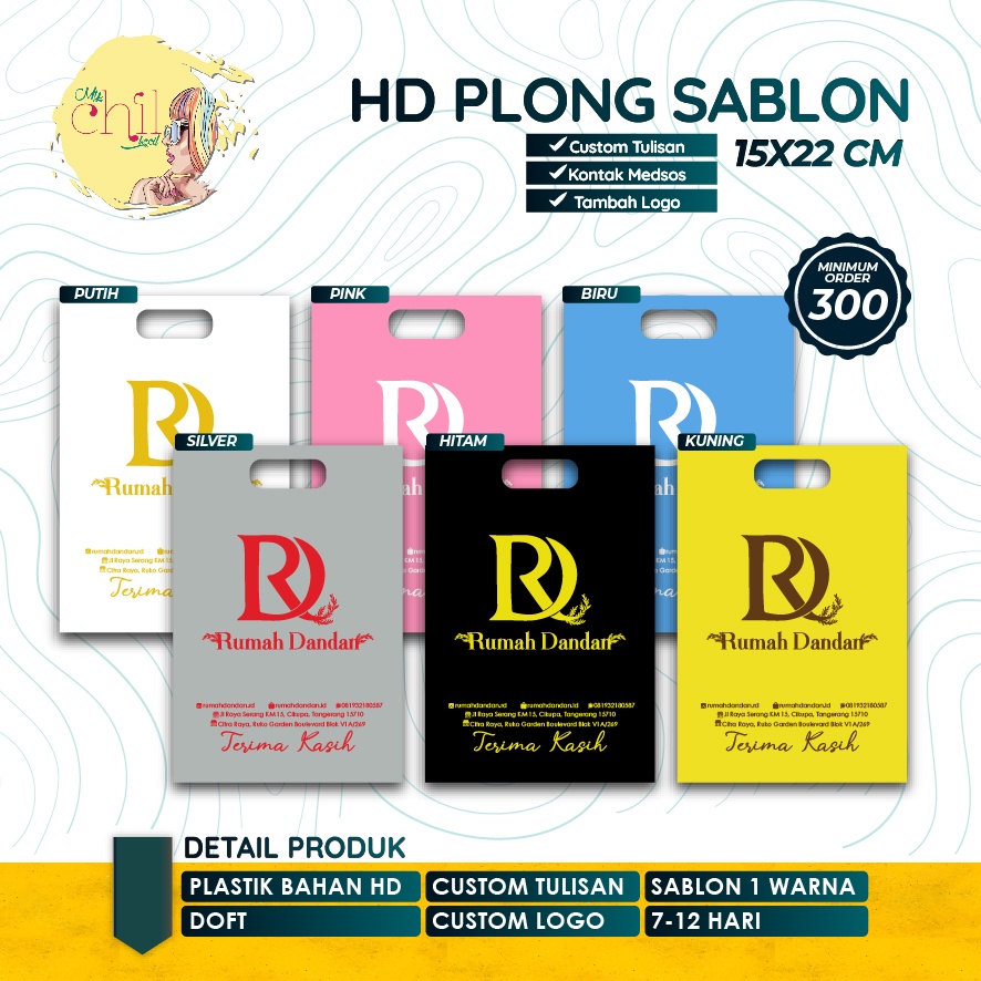 Jual Plastik Plong HD Sablon 15x22cm FREE DESIGN PLASTIK OLSHOP