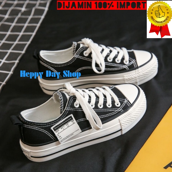 Jual Sepatu Wanita Kanvas Import Original Sneakers Tali Outsole Tebal