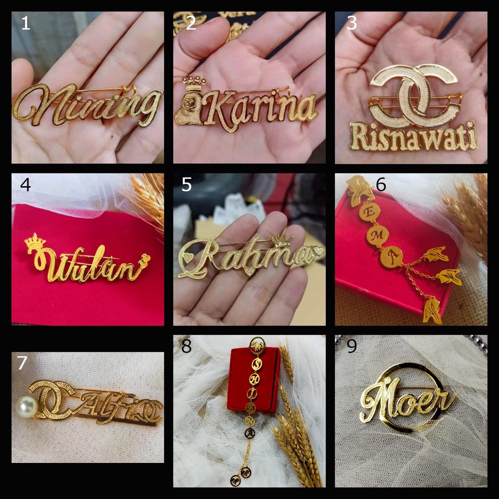 Jual Bros Peniti Nama Custom Nama Sendiri Lapis Emas Anti Karat Cocok