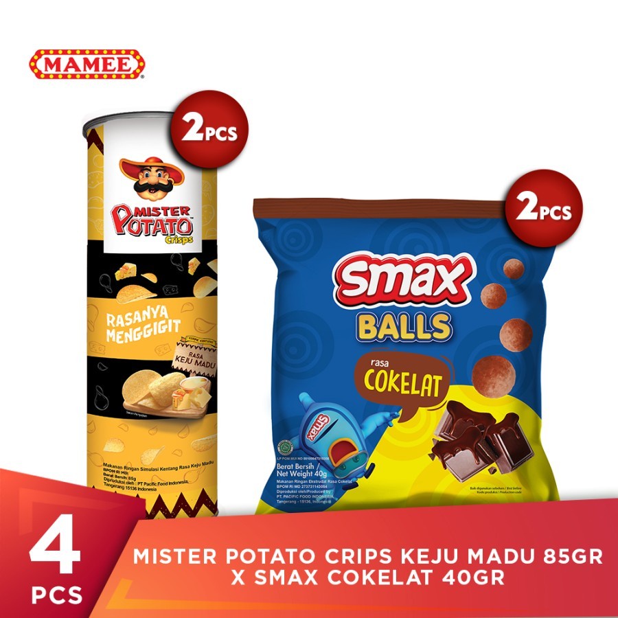 Jual Mister Potato Crips Keju Madu 85gr X SMAX Cokelat 40gr Shopee