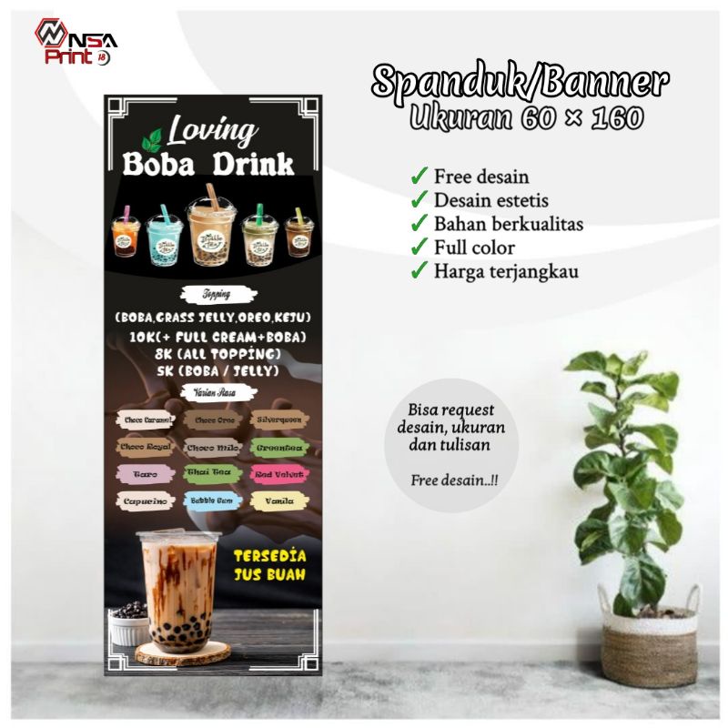 Jual Cetak Banner Spanduk Spanduk Kedai Minuman Boba Bisa Request My