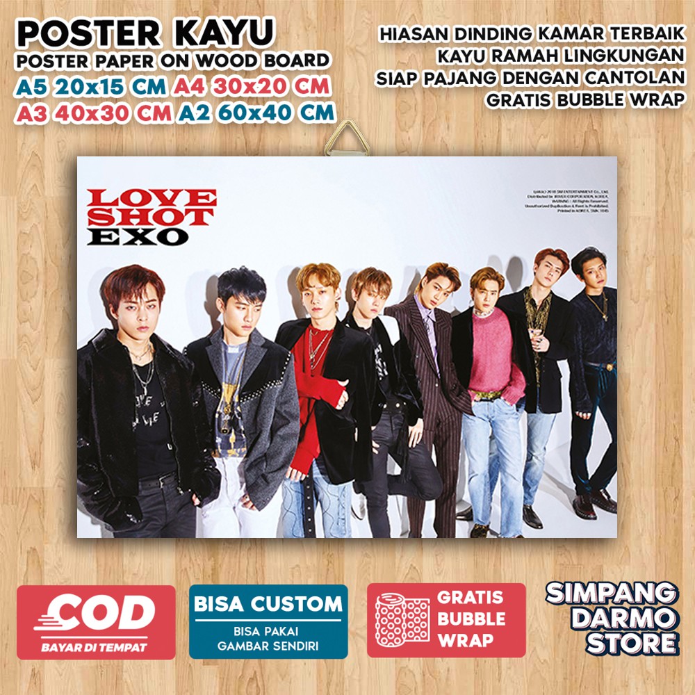 Jual Poster Kayu Exo Kpop Aesthetic Suho Baekhyun Chanyeol D O Kai