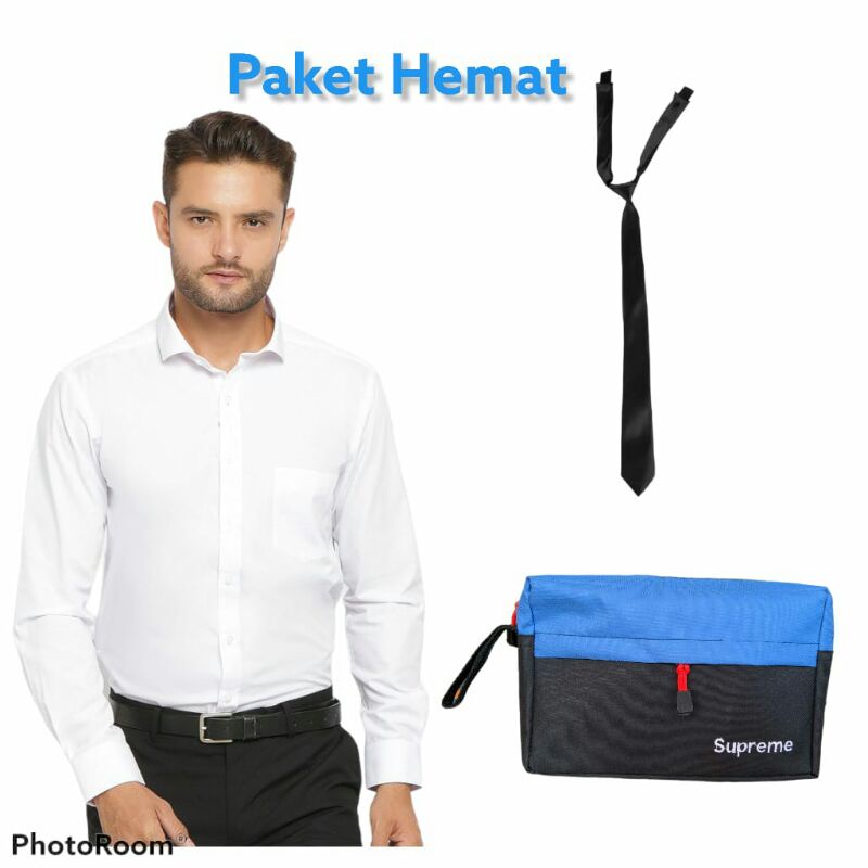 Jual Paket Hemat Kemaja Putih Panjang Slimfit Premium Kemeja Putih