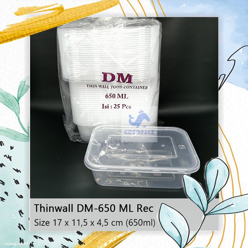 Jual Thinwall DM 650ml Rectangle Kotak Lunch Box Plastik Persegi