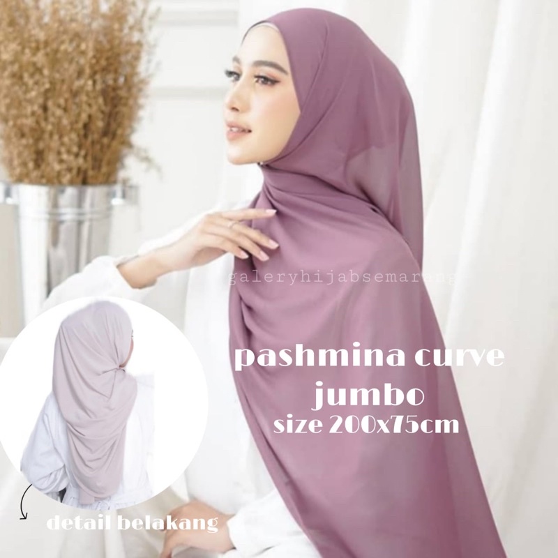 Jual Pashmina Oval Curve Jumbo Ukuran X Cm Syari Bawal Shawl Jilbab