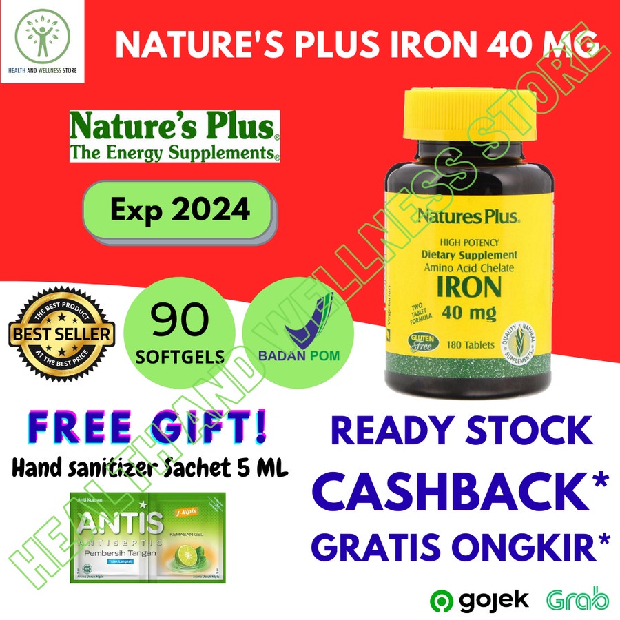 Jual NATURES PLUS IRON 40 MG 90 TABLET AMINO ACID MULTIVITAMIN ANEMIA