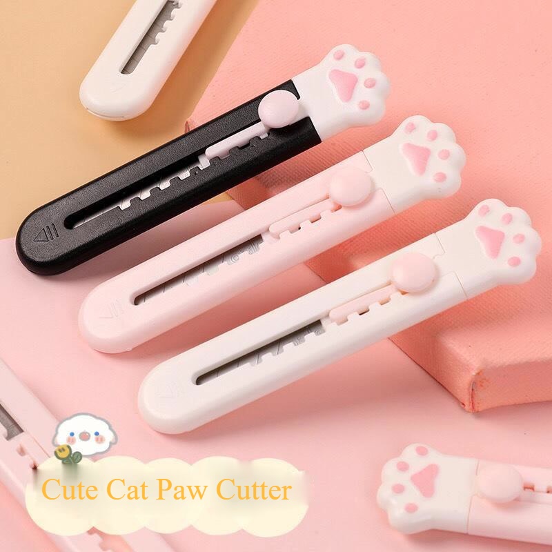 Jual Cutter Mini Lucu Bentuk Cakar Kucing Cat Pastel Warna Pisau