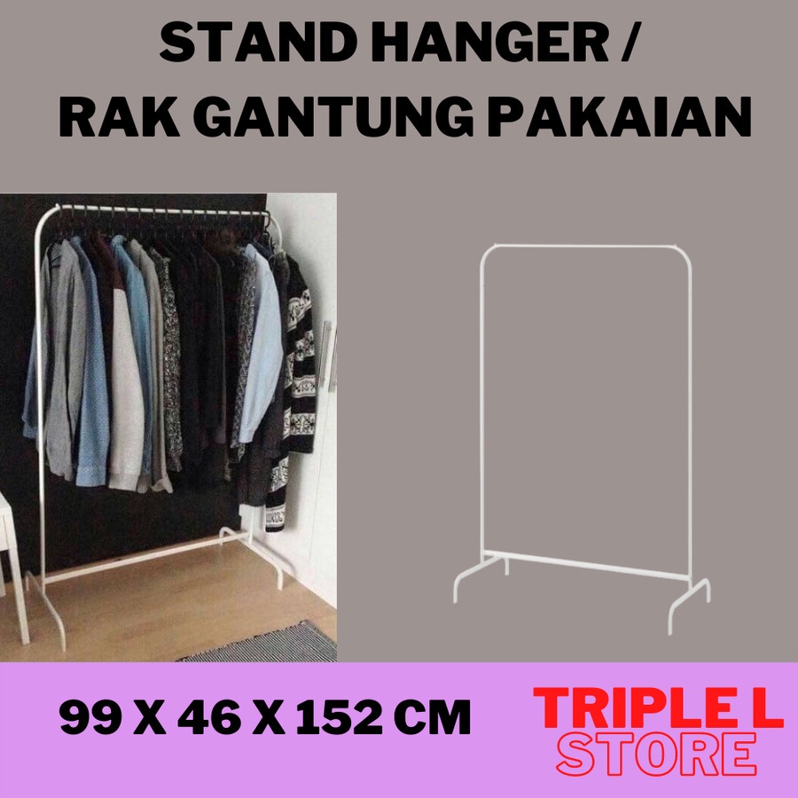 Jual Stand Hanger Single Gantungan Baju Pakaian Gawang Besi Minimalis