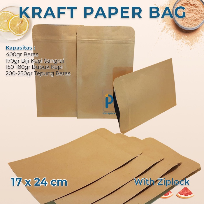 Jual Kemasan Kraft Paper Cm X Cm Flat Bottom Ziplock Bag Kemasan