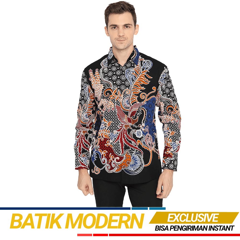 Jual Baju Kemeja Hem Batik Pria Lengan Panjang Modern Reguler Fit