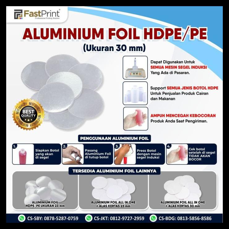 Jual Seal Induksi Segel Aluminium Foil Tutup Botol All In One Bulat