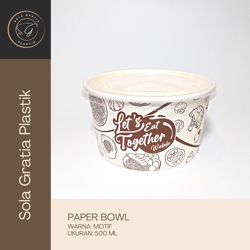 Jual Paper Bowl 500 ML 17 Oz Motif Mangkok Kertas Tutup Shopee